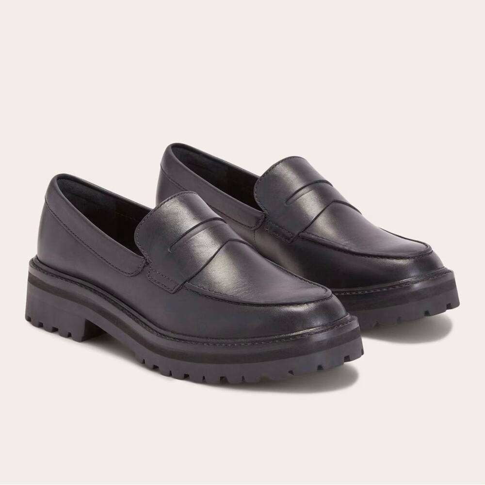 NEW Everlane The Lug Loafer in Black Leather, Women's Size 7, $198